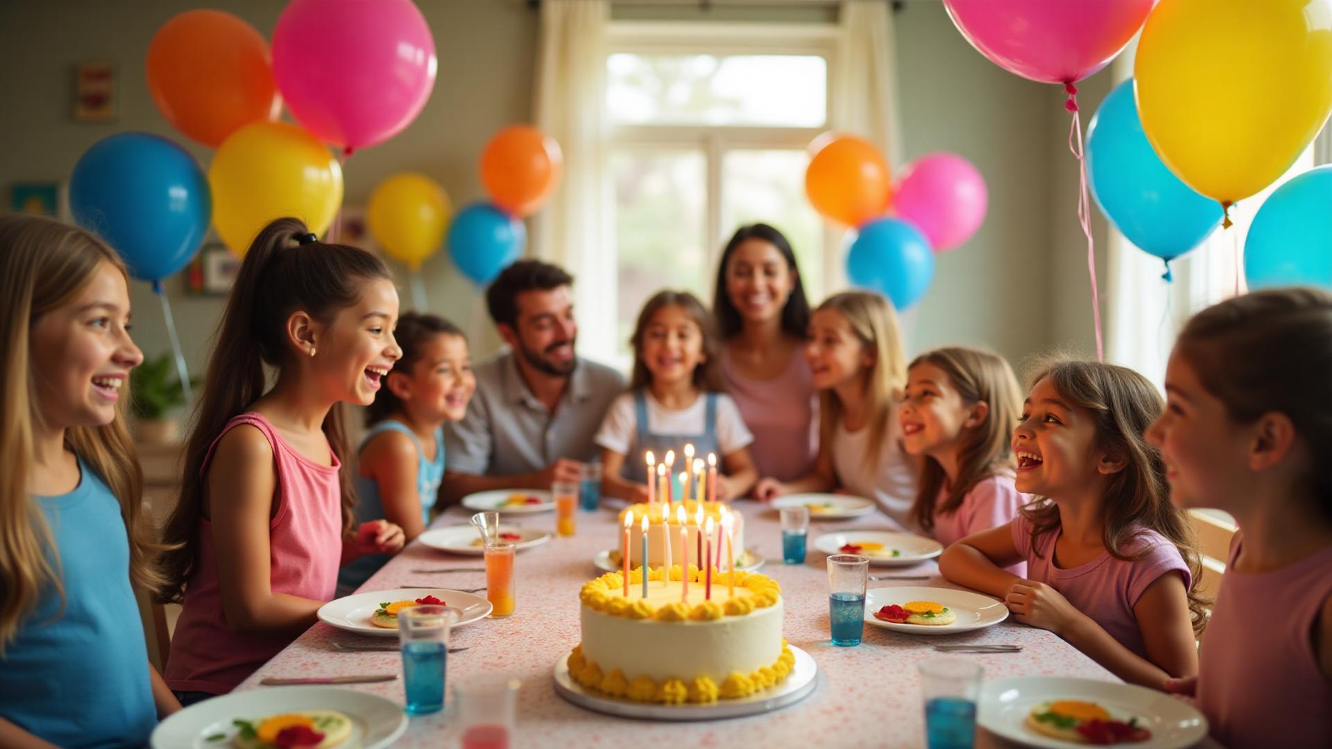 Festa de aniversário infantil com balões e bolo