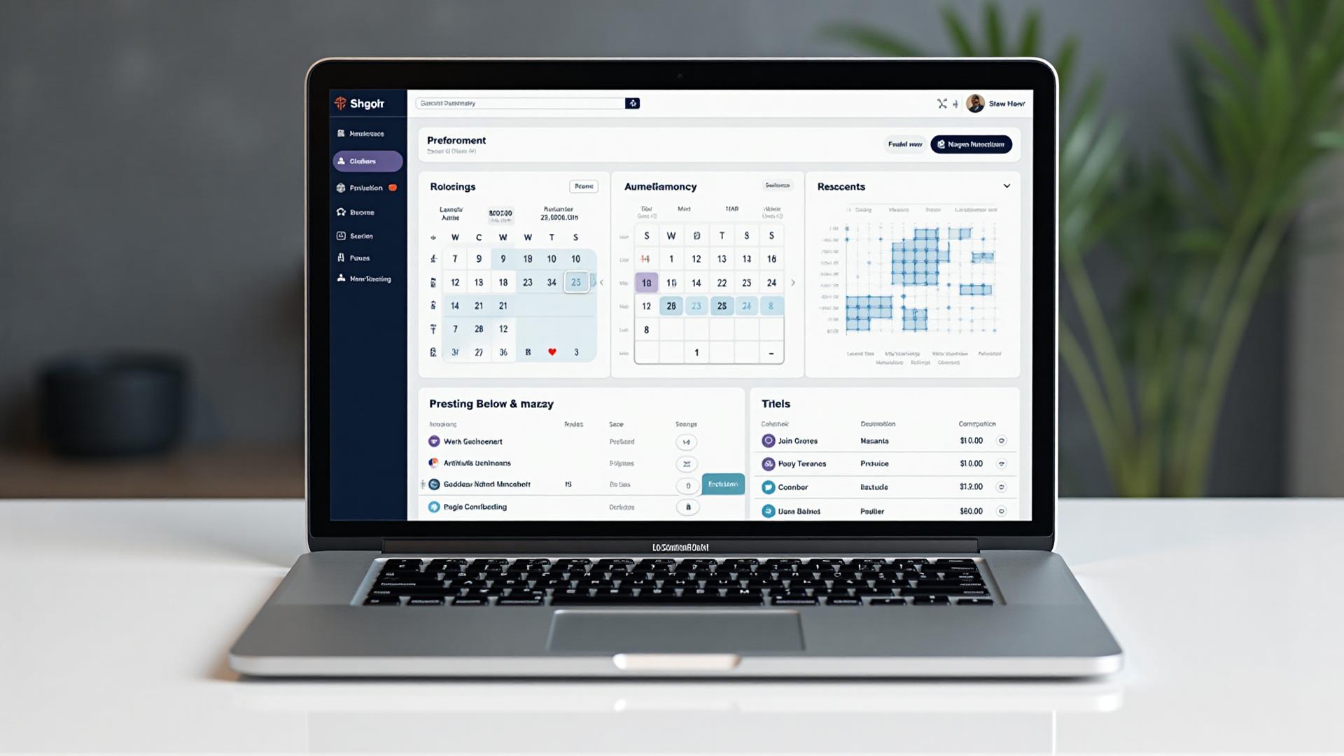 Pré-visualização do painel de controle do sistema de gestão de eventos